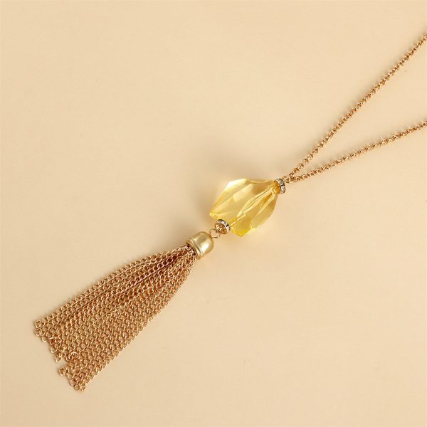 Yellow Crystal & 18K Gold-Plated Tassel Pendant Necklace For Discount