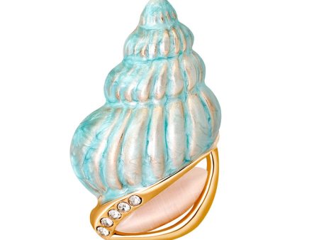 Cubic Zirconia & 18K Gold-Plated Conch Brooch Discount