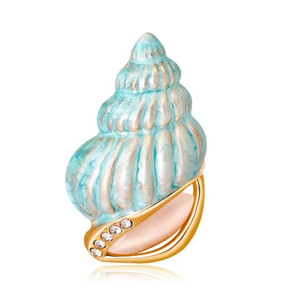 Cubic Zirconia & 18K Gold-Plated Conch Brooch Discount