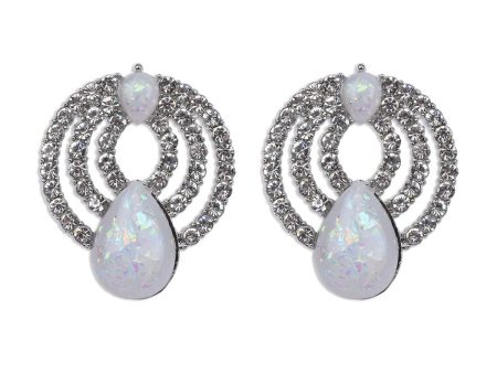 Resin & Cubic Zirconia Silver-Plated Layer Drop Stud Earring Online