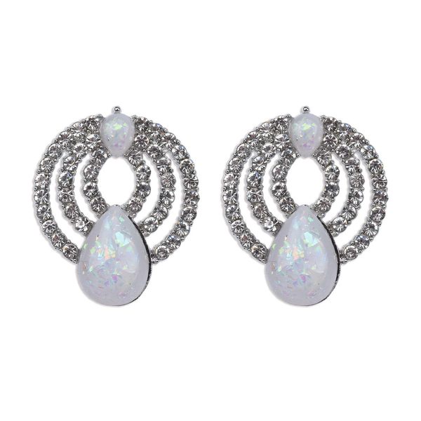 Resin & Cubic Zirconia Silver-Plated Layer Drop Stud Earring Online