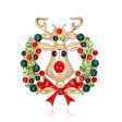 Cubic Zirconia & 18K Gold-Plated Botany Bow & Reindeer Brooch For Cheap