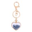 Blue & 18K Gold-Plated Pressed Gypsophila Heart Key Chain Online now