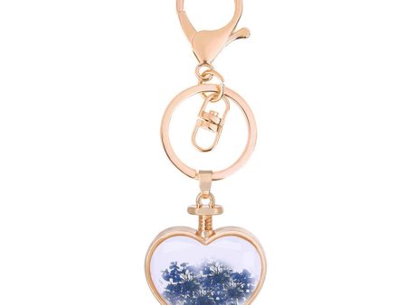 Blue & 18K Gold-Plated Pressed Gypsophila Heart Key Chain Online now