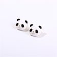 White Enamel & 18K Gold-Plated Panda Stud Earrings Online