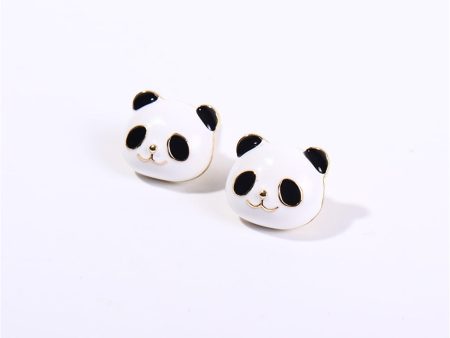 White Enamel & 18K Gold-Plated Panda Stud Earrings Online