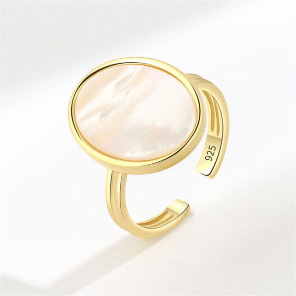 Shell & 18K Gold-Plated Oval Open Ring Cheap