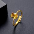 Yellow Crystal & Cubic Zirconia 18K Gold-Plated Adjustable Ring Hot on Sale