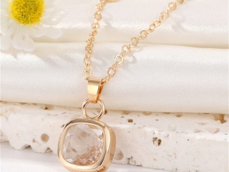 Yellow Crystal & 18K Gold-Plated Square Pendant Necklace Hot on Sale