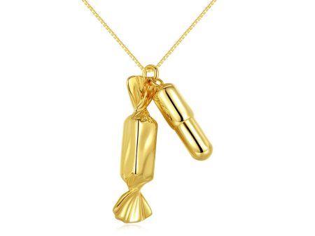 18K Gold-Plated Candy & Whistle Pendant Necklace Cheap