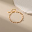 White Pearl & 18K Gold-Plated Oval Station Anklet For Sale