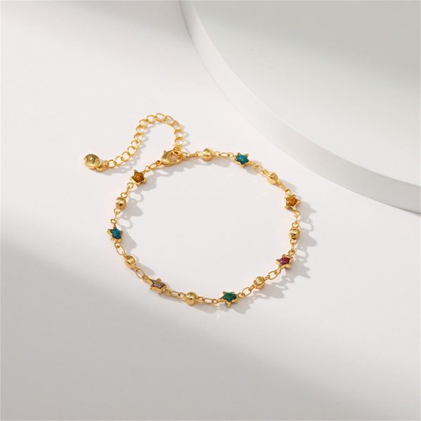 Teal Multicolor Resin & 18K Gold-Plated Star Bead Bracelet For Cheap