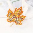 Yellow Crystal & Red Cubic Zirconia Maple Brooch Fashion