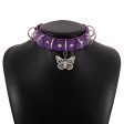 Purple Polystyrene & Silver-Plated Butterfly Choker Necklace on Sale