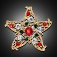 Cubic Zirconia & 18K Gold-Plated Filigree Star Brooch For Sale