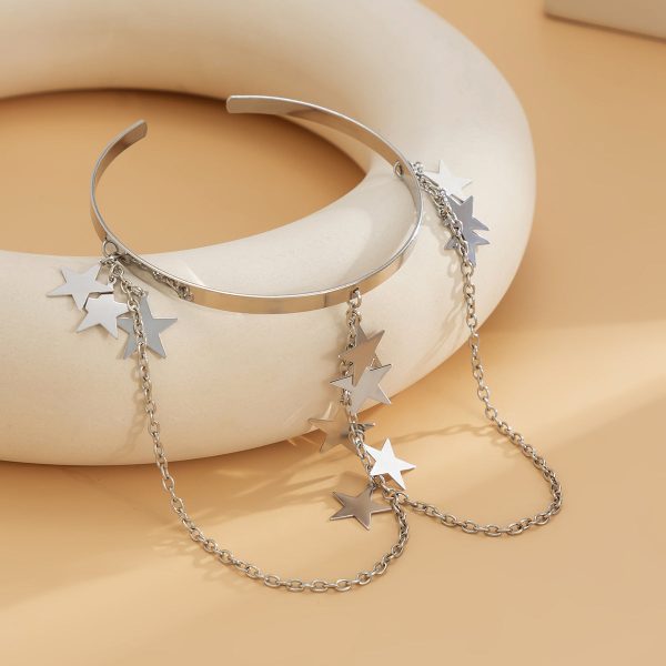 Silver-Plated Star Drop Chain Arm Cuff Online Sale