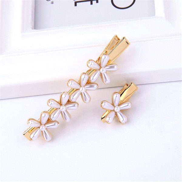 Pearl & 18K Gold-Plated Flower Hair Clip Set on Sale