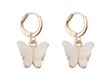 White Acrylic & 18K Gold-Plated Butterfly Drop Earrings Hot on Sale