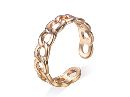 18K Gold-Plated Curb Chain Adjustable Ring Supply