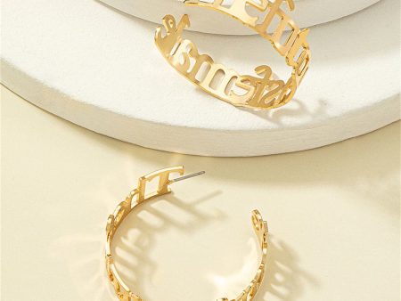 18K Gold-Plated  The Future Female  Open-Hoop Drop Earrings For Cheap