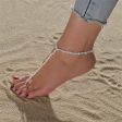 White Howlite & Pearl 18K Gold-Plated Toe-Ring Anklet on Sale