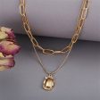 18K Gold-Plated Cable Chain Layered Pendant Necklace For Cheap