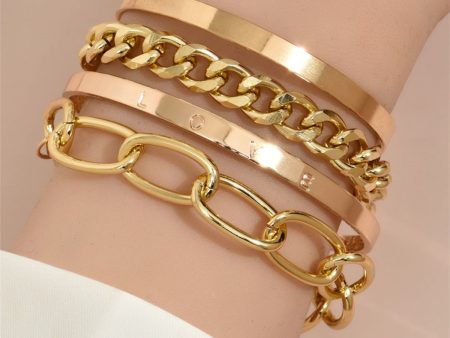 18K Gold-Plated  Love  Cuff Set For Sale