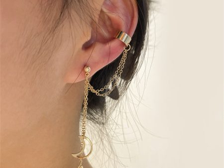 18K Gold-Plated Celestial Ear Cuff Drop Earrings Online now