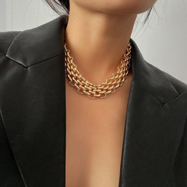 18K Gold-Plated Chunky Panther Chain Choker Necklace Cheap