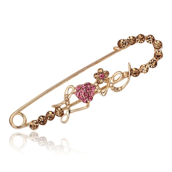 Cubic Zirconia & 18K Gold-Plated  Love  Pin Brooch For Cheap