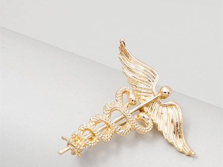 18K Gold-Plated Angel Wing & Snake Brooch Fashion