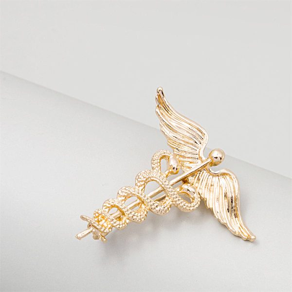 18K Gold-Plated Angel Wing & Snake Brooch Fashion