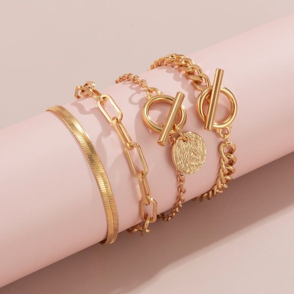 18K Gold-Plated Chain Adjustable Bracelet Set Online Sale