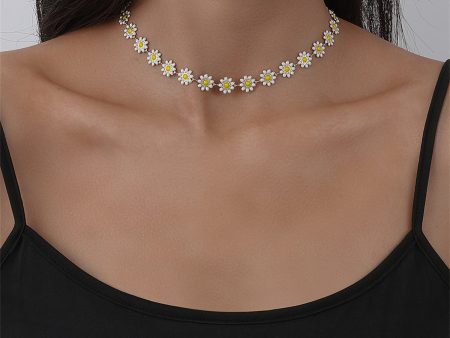 Yellow Enamel & 18K Gold-Plated Mum Choker Necklace For Sale