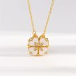 Shell & Cubic Zirconia Clover Heart Pendant Necklace Online Sale