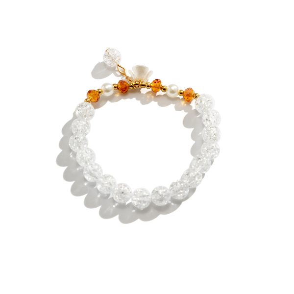 Yellow Acrylic & Pearl 18K Gold-Plated Flower Beaded Stretch Bracelet Online now