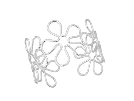 Silver-Plated Linked Open Flower Arm Cuff Online now