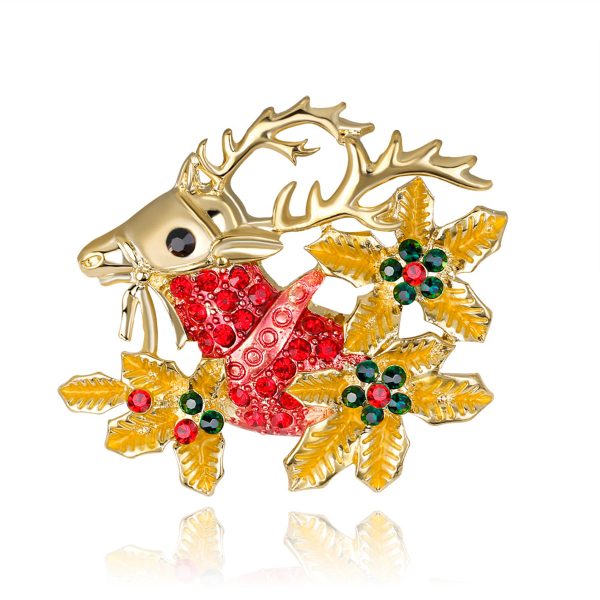 Cubic Zirconia & 18K Gold-Plated Botany Reindeer Brooch Online Sale