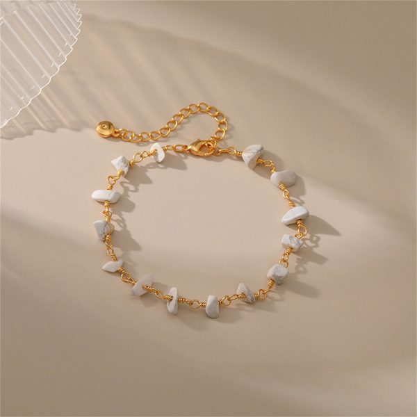 White Turquoise & 18K Gold-Plated Bracelet For Sale