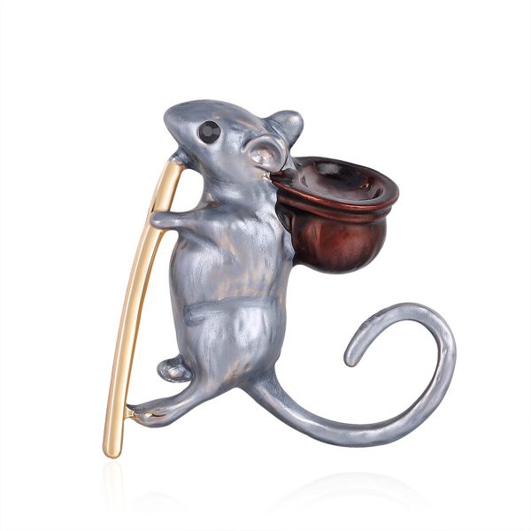 Cubic Zirconia & Enamel 18K Gold-Plated Mouse Brooch Sale