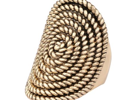 18K Gold-Plated Spiral Rope Statement Ring Discount