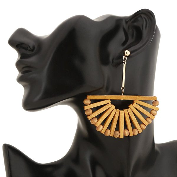 Wood & 18K Gold-Plated Half-Circle Beaded Drop Earrings Online now