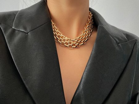 18K Gold-Plated Chunky Panther Chain Choker Necklace Cheap