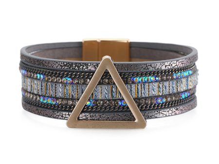 Teal Polystyrene & Cubic Zirconia Triangle Layered Bracelet Online