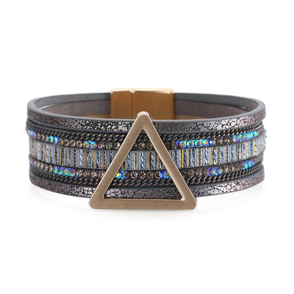 Teal Polystyrene & Cubic Zirconia Triangle Layered Bracelet Online