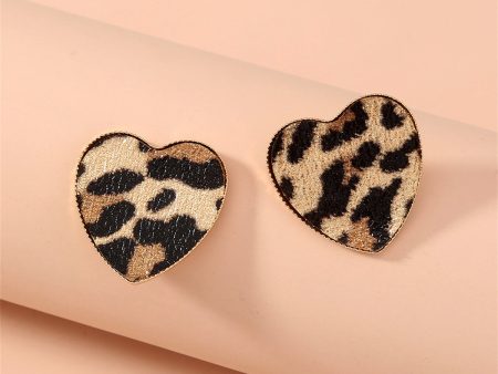 Polystyrene & 18K Gold-Plated Leopard Heart Stud Earrings Online Sale