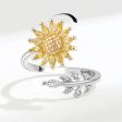 Yellow Crystal Two-Tone Rotating Sunflower Bypass Ring For Discount