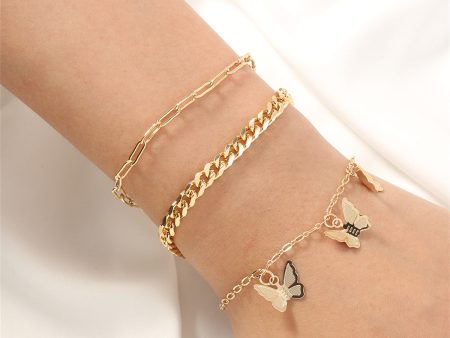 18K Gold-Plated Butterfly Station Bracelet Set For Discount