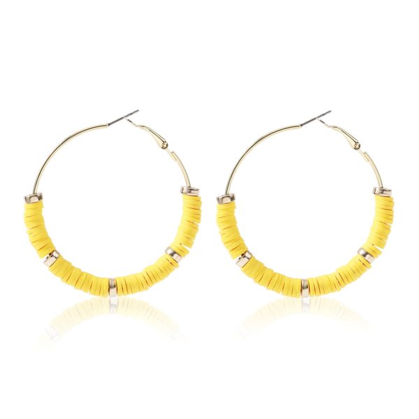 Yellow Polymer Clay & 18K Gold-Plated Hoop Earrings Online now