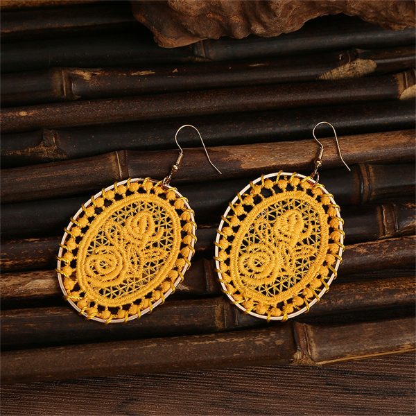 Yellow Polyster & 18K Gold-Plated Botanical Oval Drop Earrings Fashion